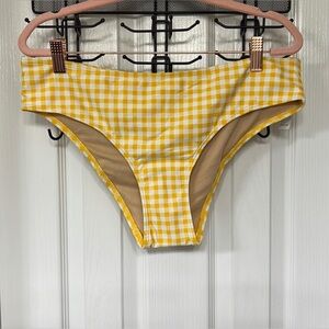 NWT Old Navy Yellow Gingham Midrise Bikini Bottoms Size L